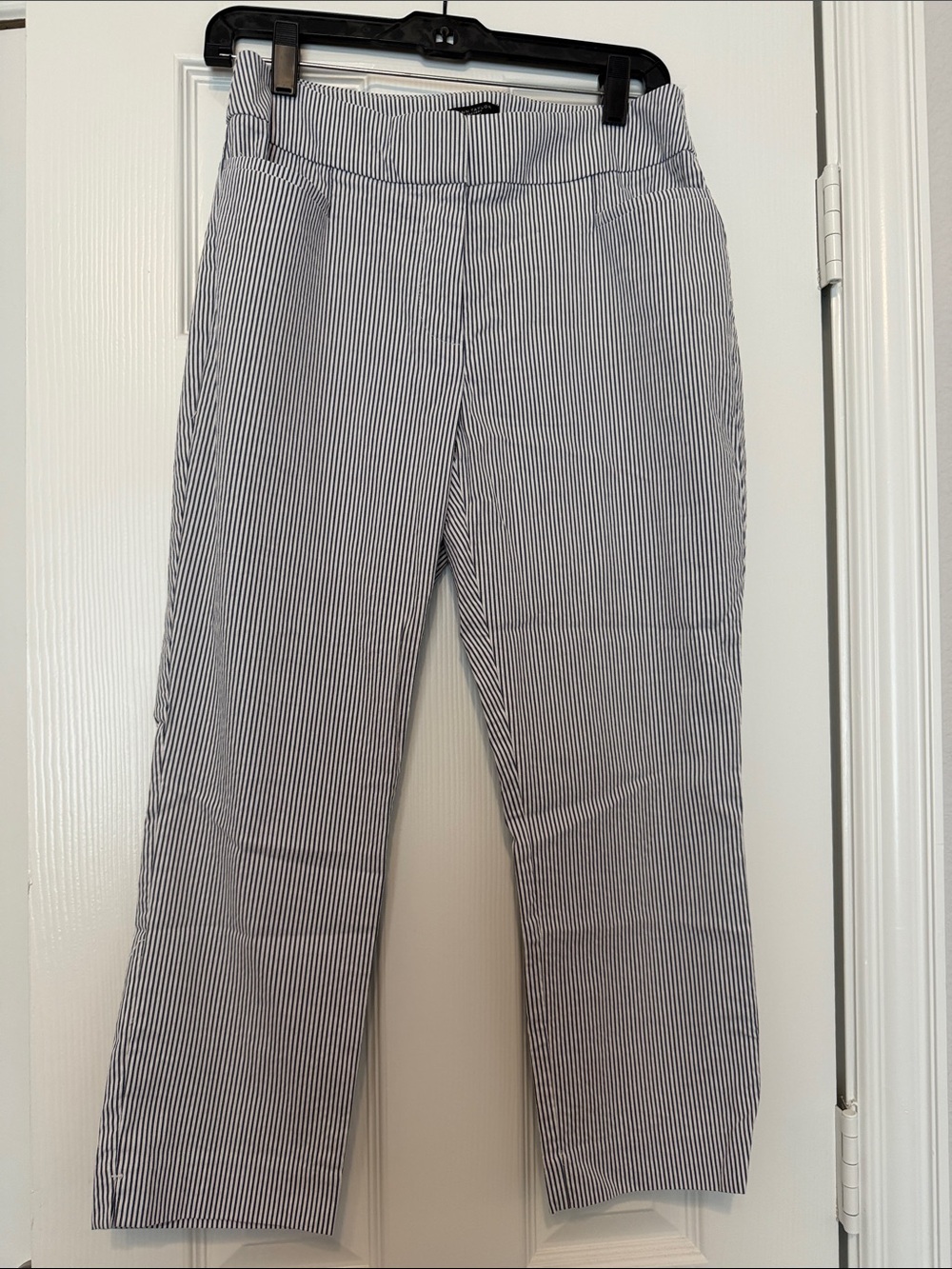 Ann Taylor Navy and White Pinstripe Chinos